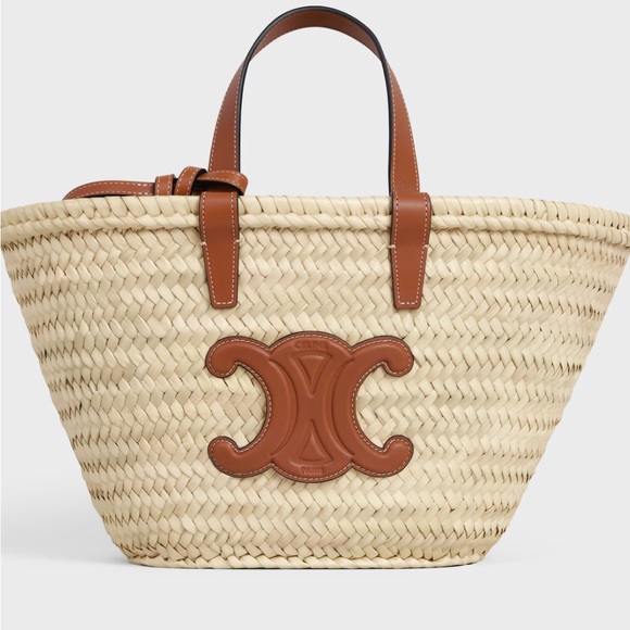 CELINE TEEN CLASSIC PANIER IN PALM LEAVES AND CALFSKIN